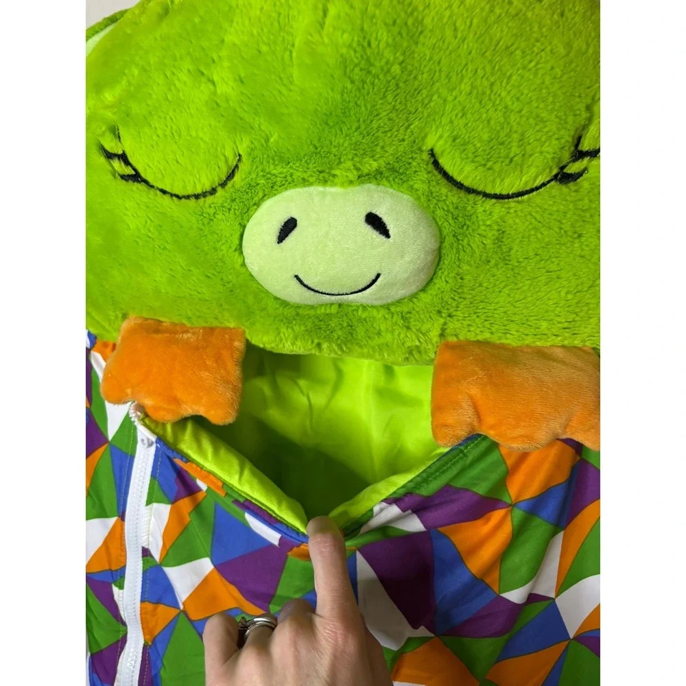 Happy Nappers Green Dragon Sleeping Bag Kids Plush Pillow Geometric Pattern